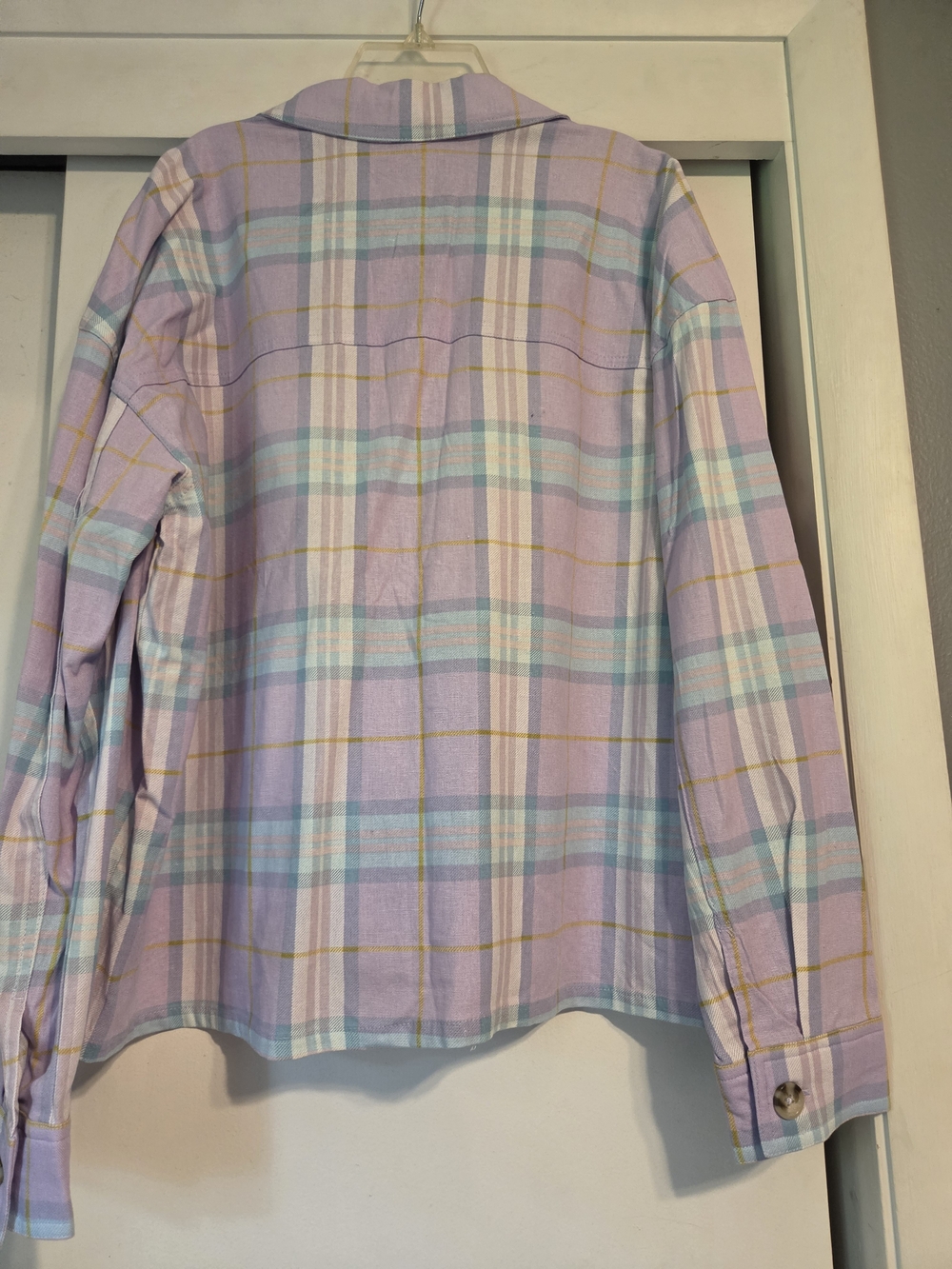 No Boundaries Pastel Plaid Button-Front - Lavender Multi - Picture 5 of 6